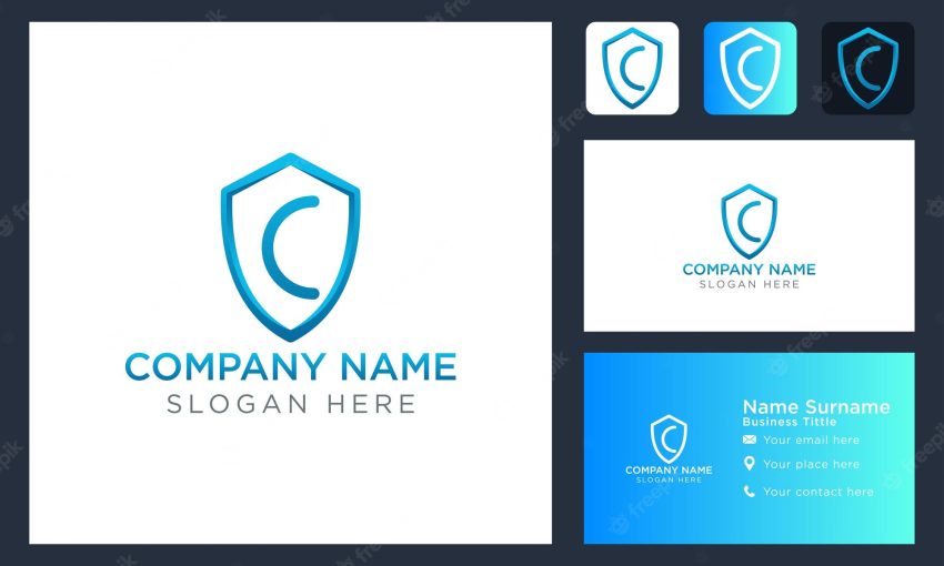Initial letter c shield logo design logo template vector illustration isolated design and business branding