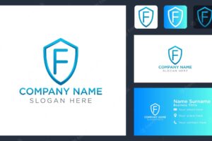 Initial letter f shield logo design logo template vector illustration isolated design and business branding