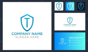 Initial letter t shield logo design logo template vector illustration isolated design and business branding