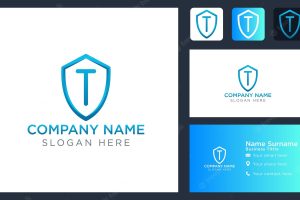 Initial letter t shield logo design logo template vector illustration isolated design and business branding