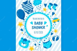 Invitation baby shower boy blue template