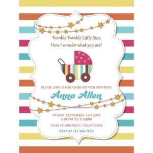 Invitation with full color lines for baby shower