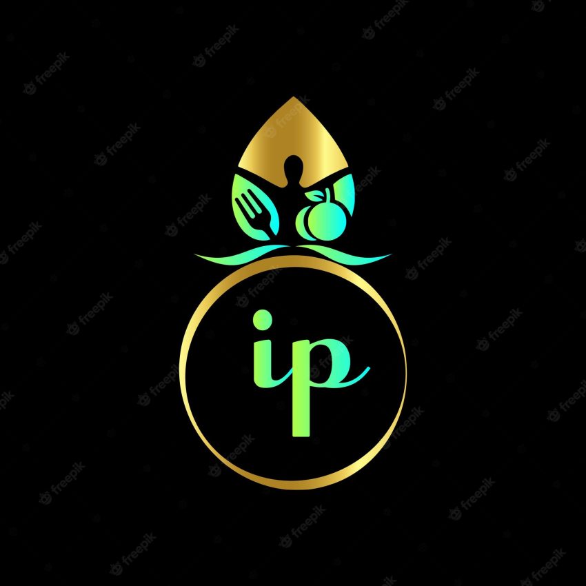 Ip monogram design abstract isolated restaurant, food, fitness vector template
