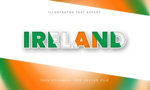 Ireland editable text effect with irelandian flag texture