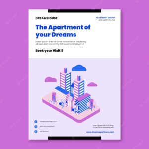 Isometric architecture project poster template
