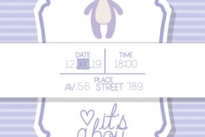 Its a boy baby shower card with rabbit stuffed