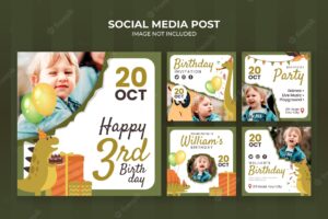 Kids birthday party social media post template