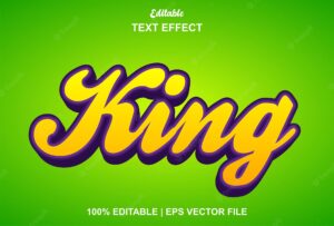 King text effect with yellow color 3d style