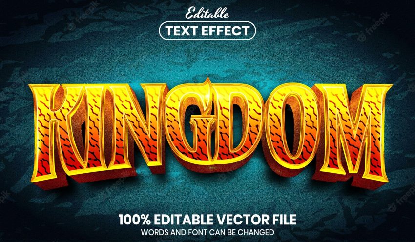 Kingdom text, font style editable text effect
