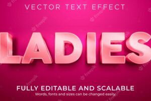 Ladies editable text effect, pink and shiny text style