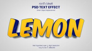 Lemon cartoon text style effect template