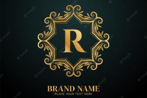Letter r luxury brand logo golden design