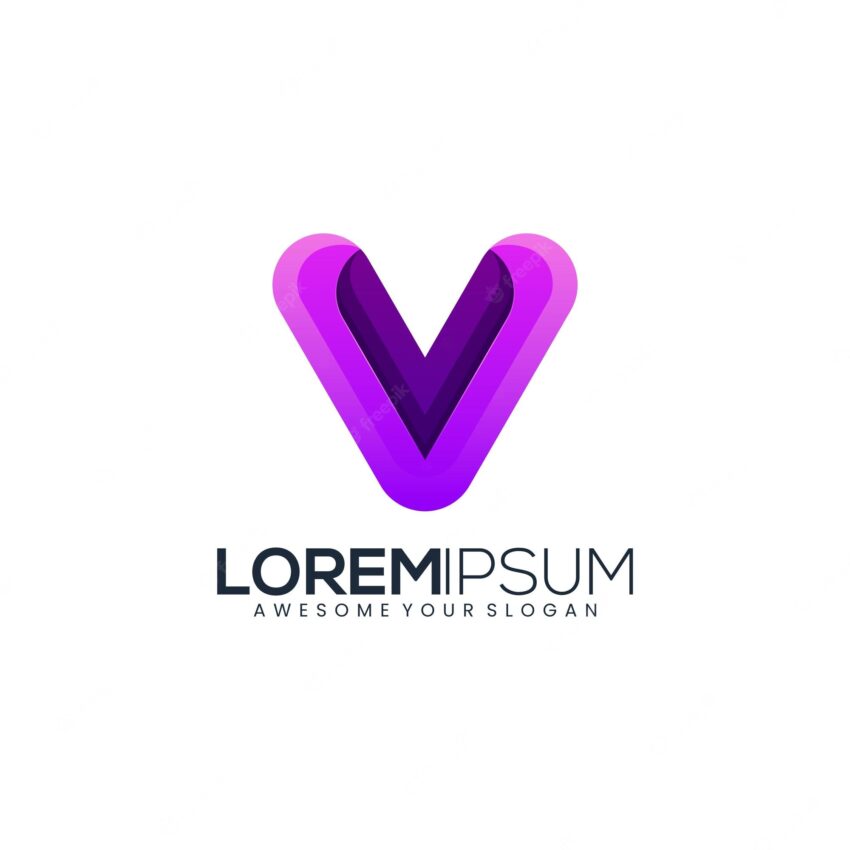 Letter v modern logo gradient color