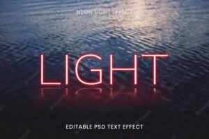 Light red neon word editable text effect