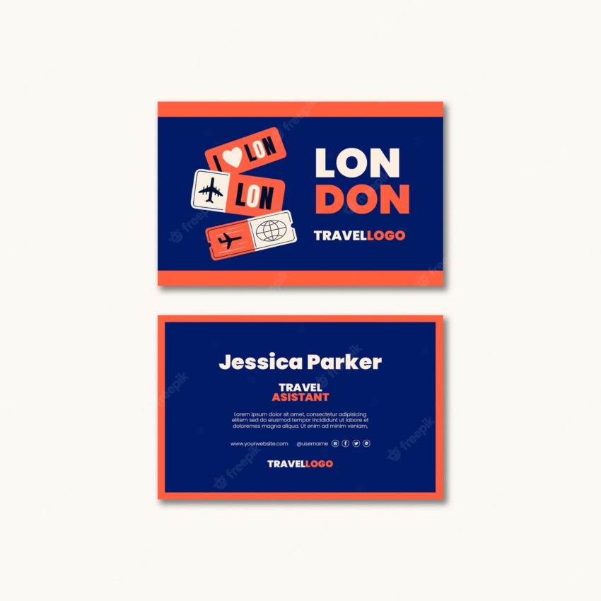 London travel horizontal business card template
