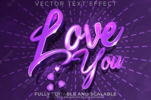 Love you text effect editable valentine and romance text style