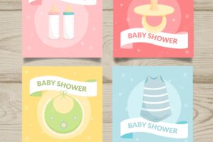 Lovely baby shower card collection with flat design