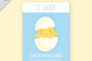 Lovely baby shower card with a chick in a eggshell