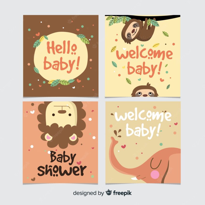 Lovely hand drawn baby shower card collection