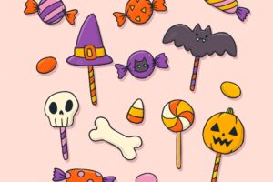 Lovely hand drawn halloween candy collection