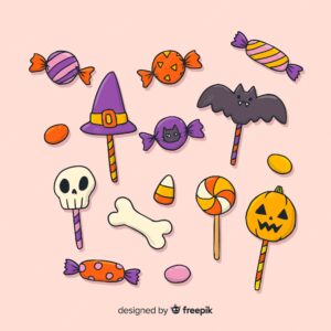 Lovely hand drawn halloween candy collection