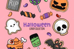 Lovely hand drawn halloween candy collection