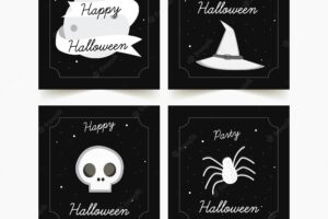 Lovely hand drawn halloween card collection