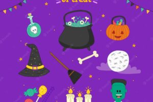 Lovely hand drawn halloween element collection
