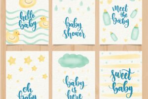 Lovely watercolor baby shower card collection