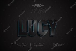 Lucy black and blue gradient shining stroke editable text effect