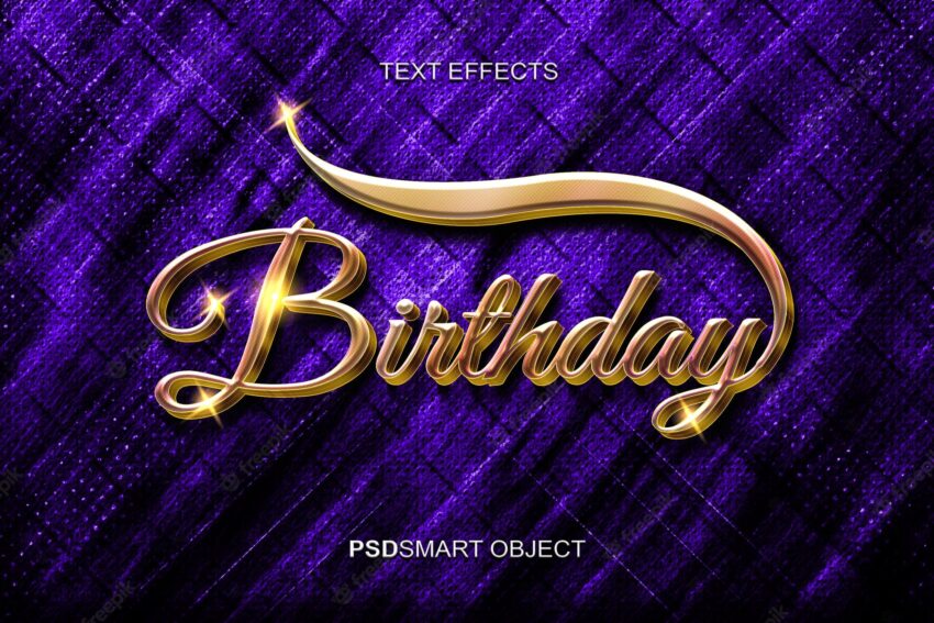 Luxury birthday gold 3d text style mockup