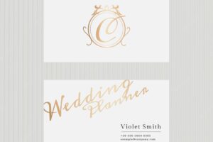 Luxury business card template in gold tone with front and rear view