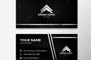 Luxury business card template with silver shapes