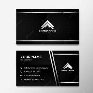 Luxury business card template with silver shapes