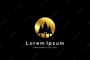 Luxury christmas tree gold color logo template