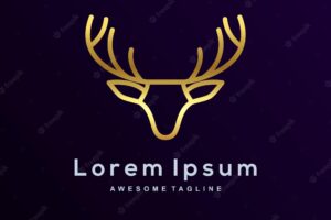 Luxury deer with gold color logo template