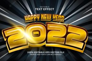 Luxury gold new year 2022 text effect