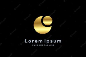 Luxury moon circle gold color logo template