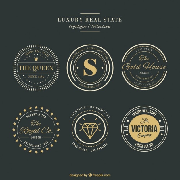 Luxury real estate logos with golden details