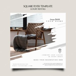 Luxury rental square flyer template