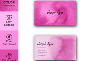 Magenta watercolor business card template