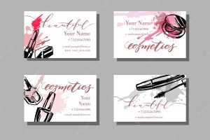 Makeup artist business card vector template  fashion and beauty background