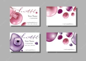 Makeup artist business card. vector template with makeup items pattern - nail polish. fashion and beauty background. template vector.