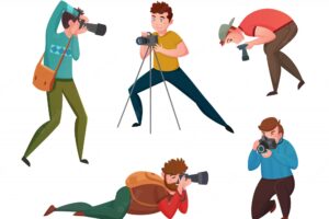 Male photographer in different poses