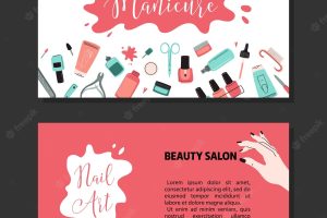 Manicure concept. beauty studio and salon. site header, banner, business card, brochure and flyer. vector cartoon illustration