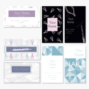 Manicure salon business card design templates set  cards for nail salons and beauty salons vector
