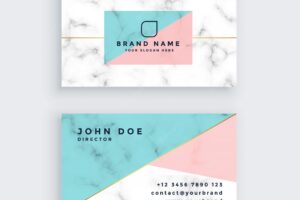 Marble business card in pastel colors