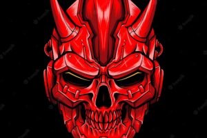 Mecha devil skull vector logo