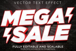 Mega sale text effect editable shopping and offer text style