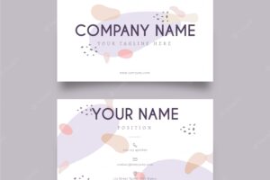 Memphis business card template with pastel-colored stains